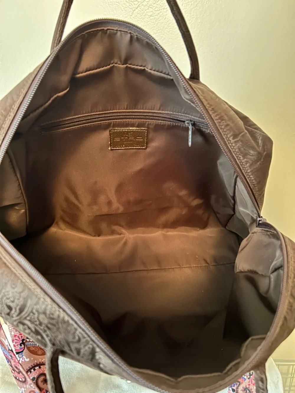 Etro Dark Brown Paisley Weekender with Pink Paisley Strap - Picture 8 of 12